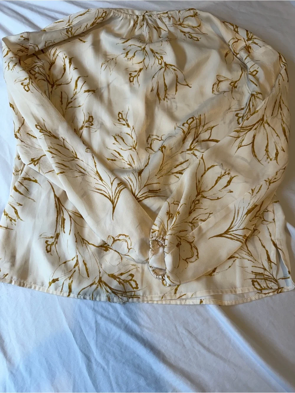 a new day Cream Duvet Cover with Gold Floral Sketch